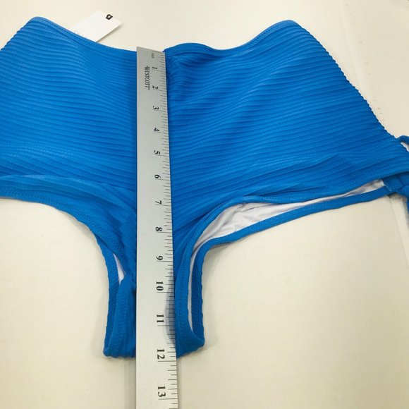 Shade And Shore Women's Size Medium 8-10 High Waist Bikini Swim Bottom Blue New - Picture 8 of 8